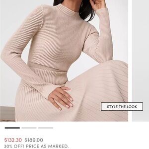 Ribbed Mock Neck Sweater Dress Sandalwood XXS